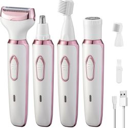 Electric Razors Shaver for Women Painless 4 in1 Women Shaver Cordless Rechargeable Facial Eyebrow Razors & Nose Hair Trimmer Lips Body Bikini Trimmer 