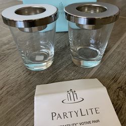 PartyLite Versatility Votive Pair - New In Box - see description sheet with decorative options - 