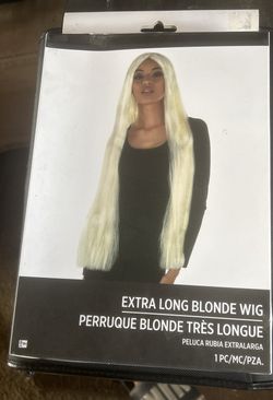 Extra Long Blonde Wig – 36" Straight Synthetic, New in Package (Halloween Costume)