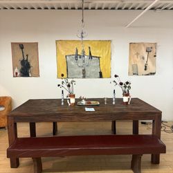LARGE WOODEN DINING TABLE 