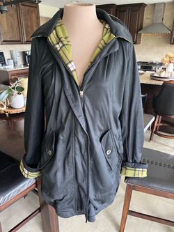 Jacket with plaid trim
