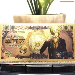 Vinsmoke Sanji "Black Leg" (One Piece) 24k Foil Gold Plated Banknote