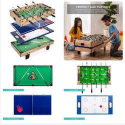 4-in-1 Multi Game Table Set w/ Air Hockey, Table Tennis, Billiards, Foosball