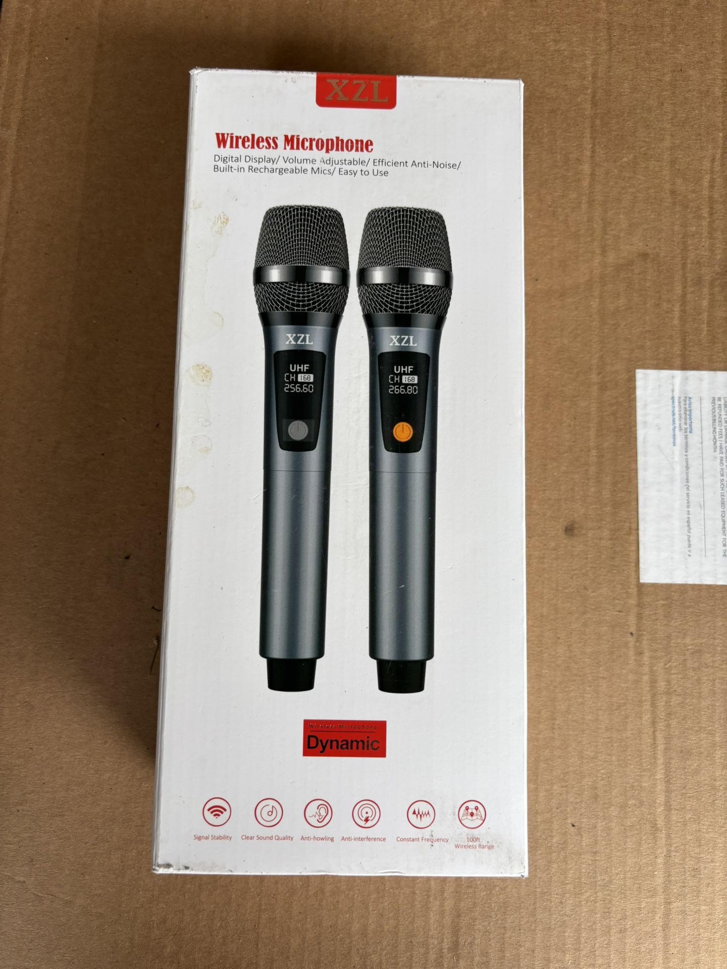 XZL UHF Wireless Microphone, Rechargeable Two Cordless Microphones with 1/4” Receiver