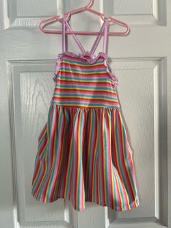 Girls Rainbow Stripe Summer Dress