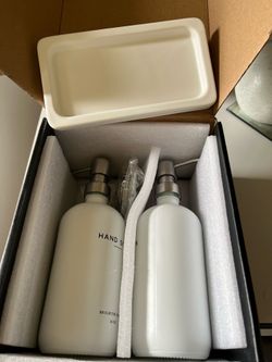White Glass Soap and Lotion Bathroom Dispenser Set