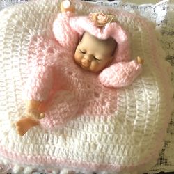 Hand Knitted Baby Doll Pillow