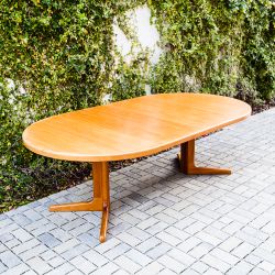 Vintage Danish Modern Pedestal Base Teak Dining Table