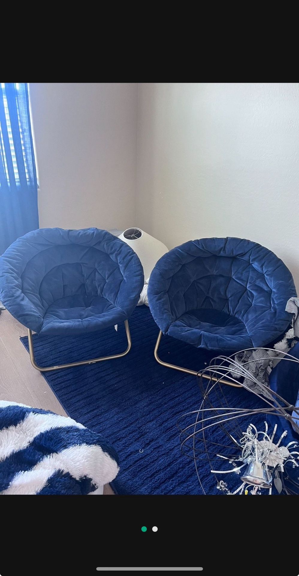 Pottery Barn Navy Blue Papasan Chairs Set Of 2