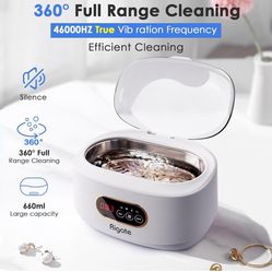 Ultrasonic Jewelry Cleaner Machine (22.3oz/660ml) with Glasses Ring Silver Glasses Teeth Fixer Professional Sound Wave Cleaning, 5-Speed Digital Timer