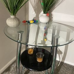 glass table  with side table 