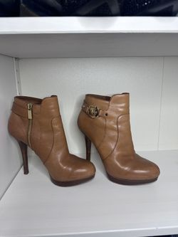 Leather Tan Platform Boots 