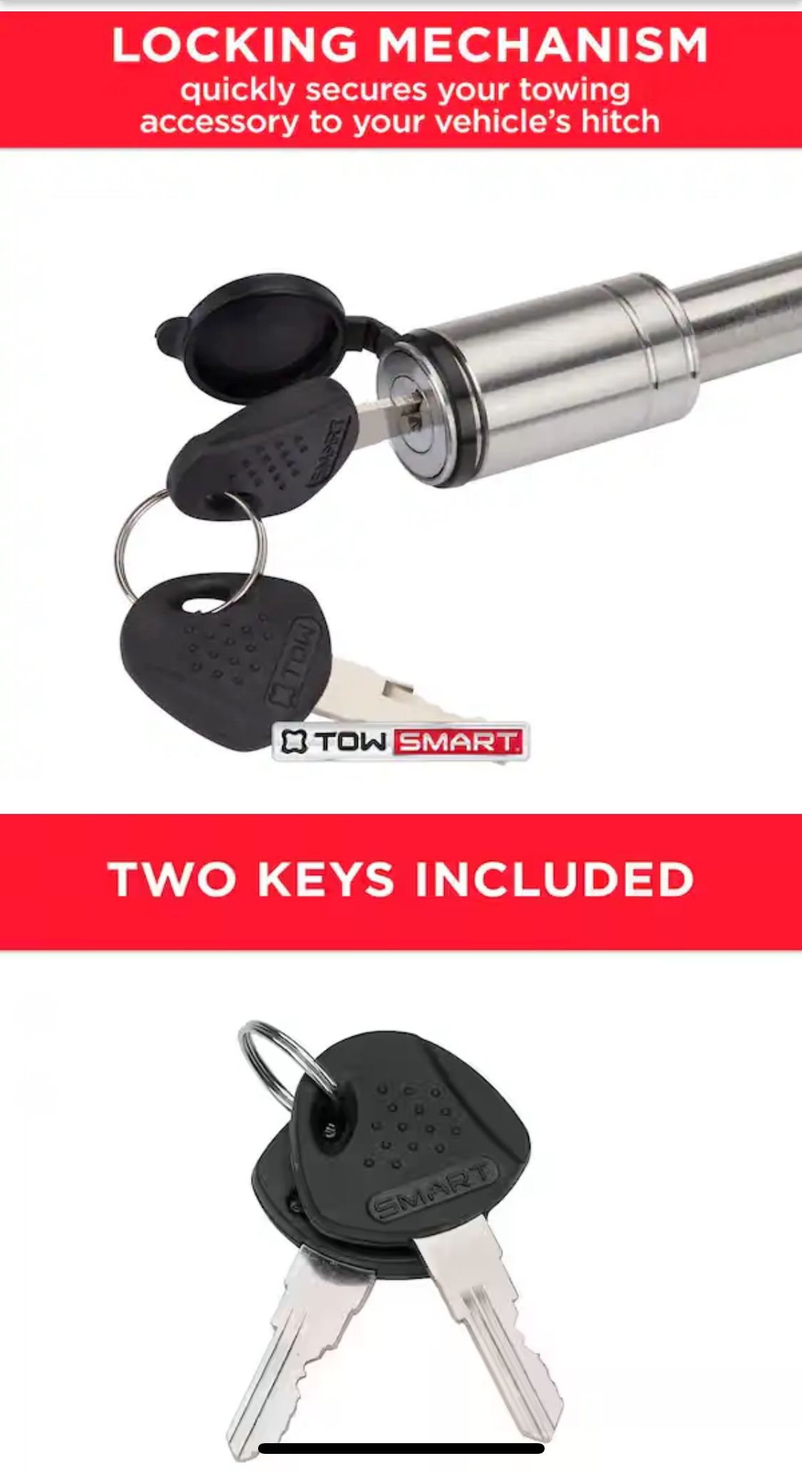 TowSmart 2.75 in. Stainless Barrel Style Receiver Hitch Pin Lock with Sleeve