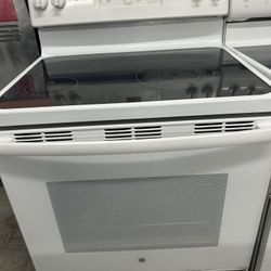 White Glass Top Stove
