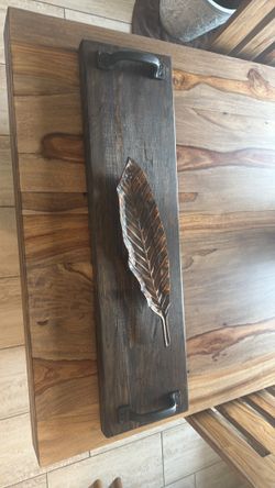 Wooden decor tray, 36 inches long
