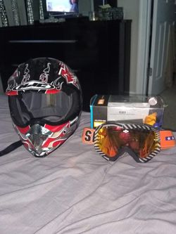 Dirt bike helmet & goggles
