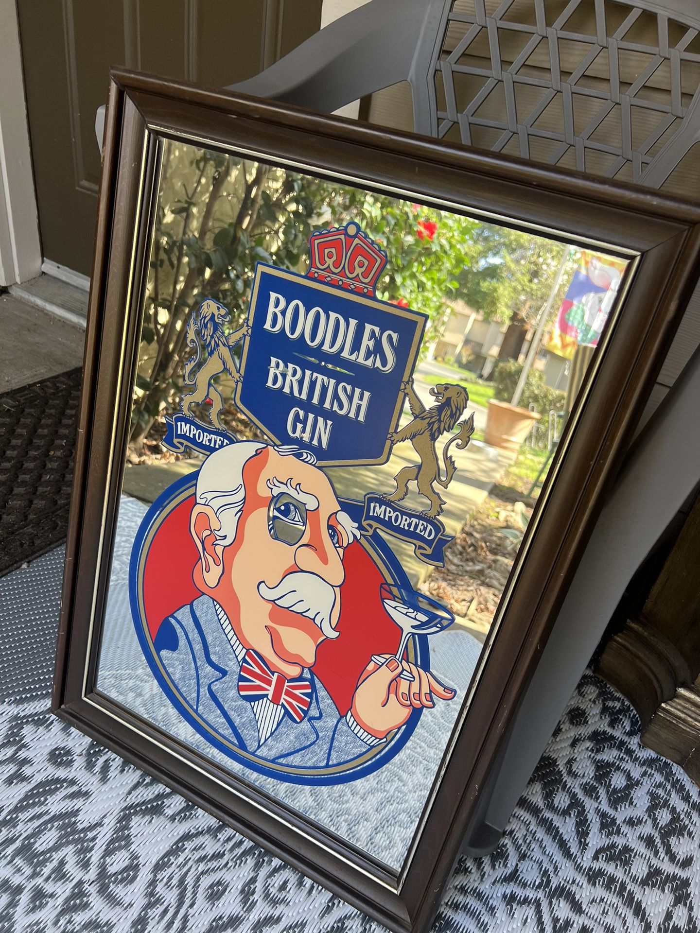 Vintage Boodles British Gin Mirror Sign Ideal For Man Cave