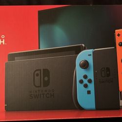 Nintendo Switch with Neon Blue and Neon Red Joy-Con