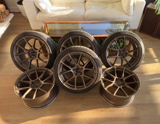 Enkei TS-V - Bronze — 18x9.5 +38 - 5x114.3 - Set of 6 Wheels (4 w/ Tires + 2 Spare Wheels)