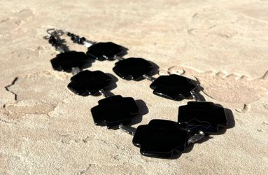 Sterling silver handcrafted black onyx gemstone necklace