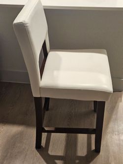 Counter Stool 24" - White Faux Leather Bar Stool (New, Unopened)