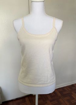 Apostrophe stretch women’s vintage ivory sleeveless top made in Hong Kong