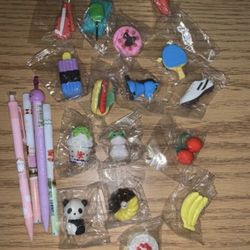 Pencil And Erasers Lot