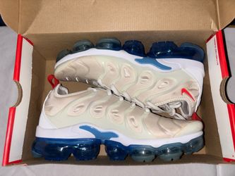 NIKE AIR VAPORMAX PLUS WHITE HABANERO RED BLUE Size 7.5
