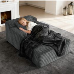 45'' Chaise Lounge Chair Indoor, Corduroy Upholstered Boneless Sofa Bed, Deep Seat Sleeper Couch Reading Chairs, Small Comfy Cloud Sofas Couches for L