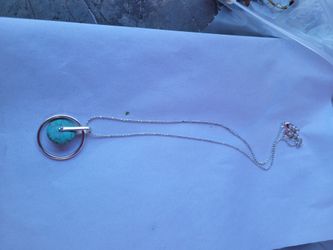 Turquoise Stone Circle Pendant Necklace
