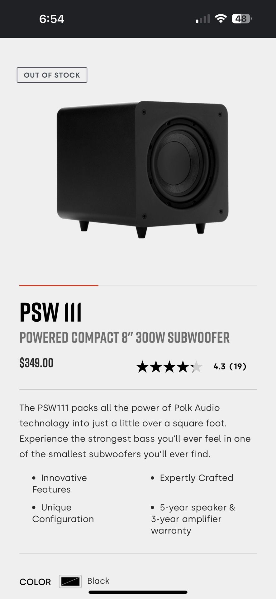 Polk Audio Subwoofer Psw 111