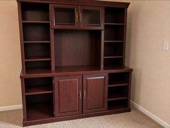 Cherry Wood Entertainment Center Wall Unit 75 OBO