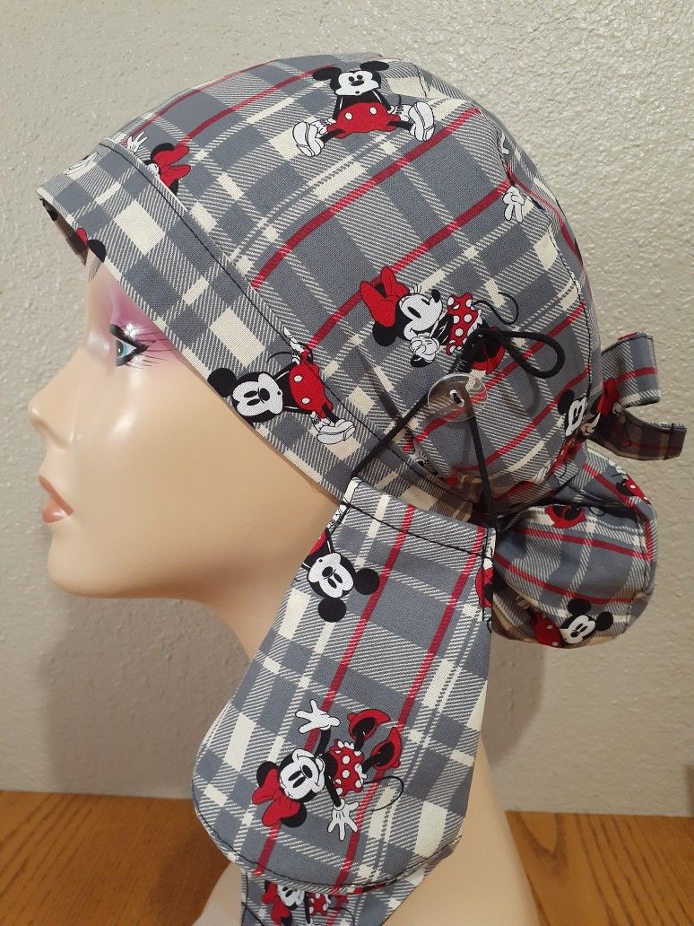 Scrub Hat Set/Minnie Mouse/ Ponytail Style/ Medical Workers/ Nurses /Chef