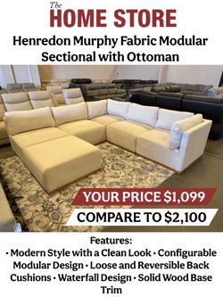 Henredon Murphy Fabric Modular Sectional with Ottoman