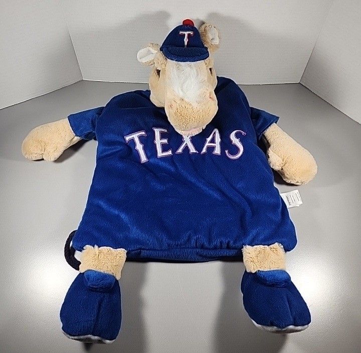 MLB Texas Rangers Mascot Pal Plush Drawstring Backpack Blue Forever Collectible