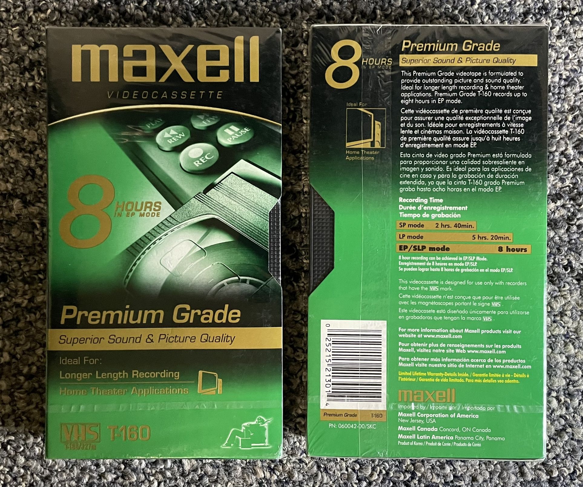 Maxell Premium Grade VHS T-160 Tapes