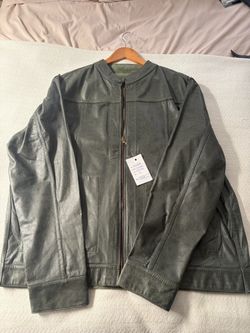 NWT AntÃlope Argentina Genuine Leather Jacket Olive Green Minimalist Sport Jacket NEW