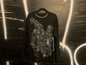 Chrome Hearts Big Skull Custom Airbrushed Pocket T-Shirt - Black - L