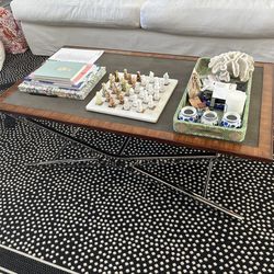 Modern Coffee Table – Shagreen (Stingray Texture) Top + Chrome X Base