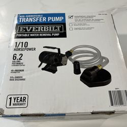 Everbilt Transfer Pump 1/10 HP Non-Submersible Portable Water Removal EВТР1(New)