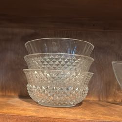 3 Crystal Medium Size Bowls 
