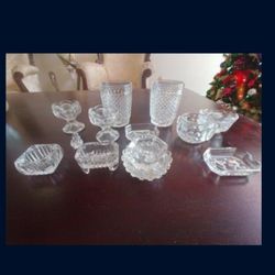 Vintage. Set Of Crystal Miniatures.Candle Holders, Bird, Cups,  etc.