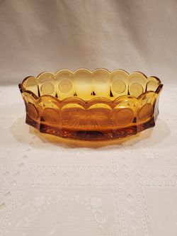Fostoria Colonial Coin Dish Console Oval Bowl Amber
