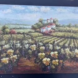 Large Original Oil Painting 36x24 Tuscany Vineyard Landscape Signed