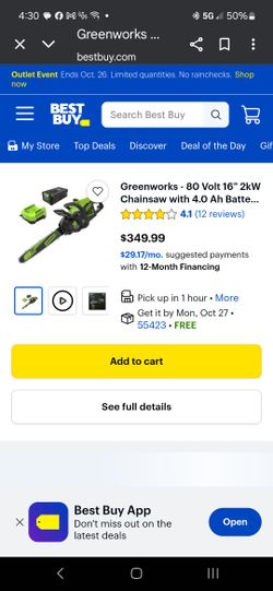 Greenworks Pro 16in 80v Chainsaw