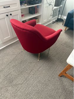West Elm Burgundy Accent Chair w/ Brass Legs