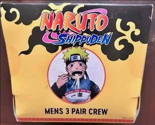 Naruto Shippuden 3 Pair Men's Crew Socks Fits Sock Size 10-13,....NEW IN BOX