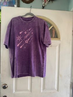 Purple Acid Wash Shooting Stars Graphic Tee