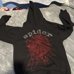 Black rhinestones spider hoodie