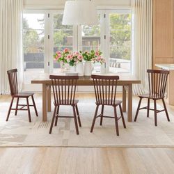 Brown Solid Wood Dining Chairs Set Of 4